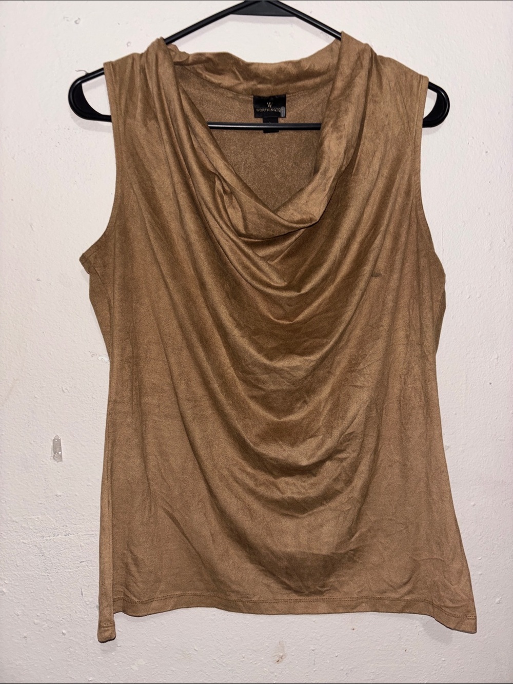 Worthington Draped Cowl Neck Sleeveless Top - Brown